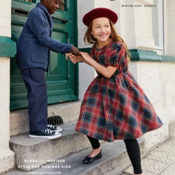 Tea Collection | Tartan Plaid Dress Festive Christmas Holiday Youth Size 14 - Picture 1 of 13